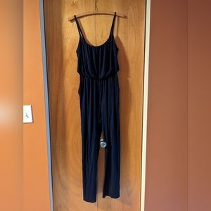 Navy knit jumpsuit (with pockets!)